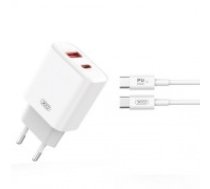 XO wall charger CE12 PD QC3.0 20W 1x USB 1x USB-C white + USB-C - USB-C cable (CE12WHUC)