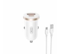 XO car charger CC56 PD 30W QC 1x USB 1x USB-C white + USB - microUSB cable (CC56WHUMU)