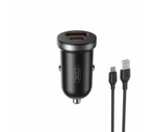 XO car charger CC56 PD 30W QC 1x USB 1x USB-C black + USB - microUSB cable (CC56BKUMU)