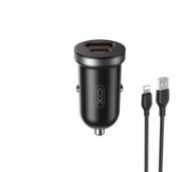 XO car charger CC56 PD 30W QC 1x USB 1x USB-C black + USB - Lightning cable (CC56BKUL)