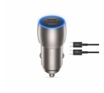 XO car charger CC51 PD 40W 2x USB-C gray + USB-C - USB-C cable (CC51GRUC)
