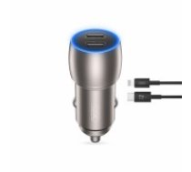 XO car charger CC51 PD 40W 2x USB-C gray + USB-C - Lightning cable (CC51GRUCL)