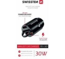 Swissten 30W Nano Metāla Automašīnas Lādētāja Adapteris ar 30W PD | SCP (20111770)