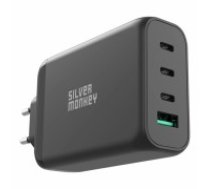 Silver Monkey GaN 130W wall charger 3x USB-C PD 1x USB-A 3.0 QC - black (SMA150)