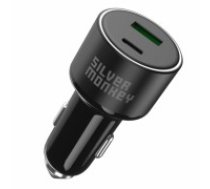 Silver Monkey SMA014 100W car charger 1xUSB-C PD 1xUSB-A QC 3.0 - black (SMA014)