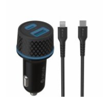 Devia car charger Extreme PD QC 1x USB-C 1x USB 52,5W black + USB-C - Lightning cable (EL093)
