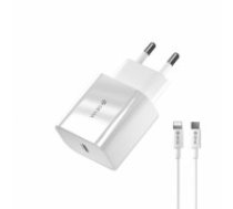 Devia wall charger Smart PD 20W 1x USB-C white + Lightning - USB-C cable V2 (BRA013330)