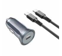 OEM Borofone Car charger BZ26 Searcher - Typ C - PD 30W 3A with Type C to Type C cable grey (ŁAD001722)