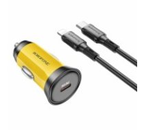 OEM Borofone Car charger BZ26 Searcher - Typ C - PD 30W 3A with Type C to Lightning cable yellow (ŁAD001721)