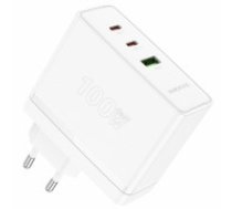 OEM Borofone Wall charger BN11 Imperial - USB + 2xType C - QC 3.0 PD 100W white (ŁAD001674)