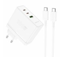 OEM Borofone Wall charger BN11 Imperial - USB + 2xType C - QC 3.0 PD 100W with Type C to Type C cable white (ŁAD001673)