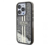 Guess PC|TPU Liquid Glitter Gold Stripe Case for iPhone 15 Pro Black (GUHCP15LLFCSEGK)