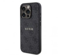 Guess PU ādas 4G krāsains MagSafe gredzena maciņš iPhone 15 Pro melns (GUHMP15LG4GFRK)