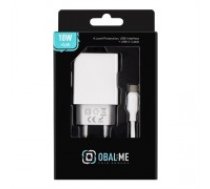 OBAL:ME Sienas lādētājs USB-A 10W + USB-A|USB-C kabelis 1m balts (10W1UWH-C)