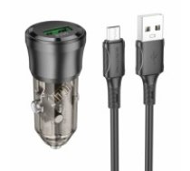 OEM Borofone Car charger BZ23 Noble - USB - QC 3.0 PD 18W with USB to Micro USB black (ŁAD001704)