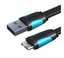 Plakanais USB 3.0 A-Micro-B kabelis Vention VAS-A12-B100 1m melns (VAS-A12-B100)