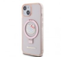 Hello Kitty IML Ringstand Glitter Kitty Head Logo MagSafe Case for iPhone 15 Pink (HKHMP15SHRSGEP)