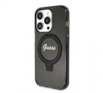 Guess IML Ring Stand Glitter MagSafe Case for iPhone 15 Pro Max Black (GUHMP15XHRSGSK)