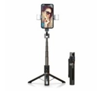 OEM Selfie Stick - with detachable bluetooth remote control, tripod and 2 LED lights - P96D-2 BLACK (UCH001167)