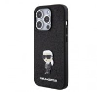 Karl Lagerfeld Fixed Glitter Metal Ikonik Case for iPhone 15 Pro Black (KLHCP15LGKNPSK)