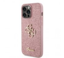 Guess PU Fixed Glitter 4G Metal Logo Case for iPhone 15 Pro Max Pink (GUHCP15XHG4SGP)