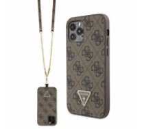 Guess GUHCP12MP4TDSCPW iPhone 12 | 12 Pro 6.1" brązowy|brown hardcase Crossbody 4G Metal Logo (GUHCP12MP4TDSCPW)