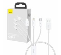 Quick Charge USB to M+L+C Baseus Superior Data 3.5A 0,5m (White) (P10320105221-01)