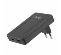 Budi universal wall charger, USB + USB-C, PD 65W + EU|UK|US|AU adapters (black) (337)
