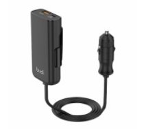 Budi 105W Car Charger, USB + USB-C, PD + QC 3.0 (Black) (069)