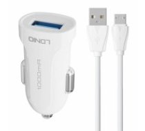 Car charger LDNIO DL-C17, 1x USB, 12W + Micro USB cable (white) (DL-C17 MICRO)