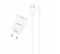 USAMS Ład. siec. 1xUSB T21 lightning biały|white 2,1A Fast Charging T21OCLN01 (T21OCLN01)