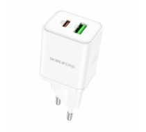 OEM Borofone Wall charger BN7 - USB + Type C - QC 3.0 PD 20W white (ŁAD001523)