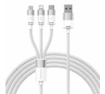 3in1 USB cable Baseus StarSpeed Series, USB-C + Micro + Lightning 3,5A, 1.2m (White) (CAXS000002)