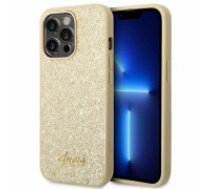 Guess PC|TPU Glitter Flakes Metal Logo Case for iPhone 14 Pro Max Gold (GUHCP14XHGGSHD)