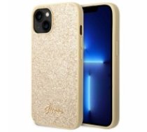 Guess PC|TPU Glitter Flakes Metal Logo Case for iPhone 14 Plus Gold (GUHCP14MHGGSHD)