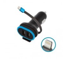 Forever CC-02 car charger 2x USB 3A black with Lightning cable 0,2 m (GSM034044)