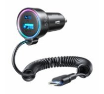 Joyroom fast car charger 3 in 1 with USB Type C cable 1.5m 55W black (JR-CL07) (JR-CL07)