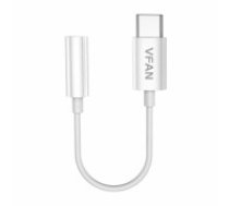 Cable Vipfan L08 USB-C to mini jack 3.5mm AUX, 10cm (white) (L08)