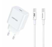 Wall charger Vipfan E04, USB-C, 20W, QC 3.0 + USB-C cable (white) (E04 CC)