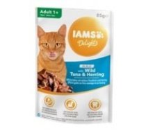 Konservēta barība kaķiem : IAMS CAT DELIGHT TUNA HERRING Jelly 85g. (105290)