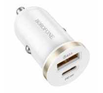 OEM Borofone Car charger BZ22 Scenery - USB + Type C - QC 3.0 PD 30W white (ŁAD001678)