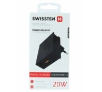 Swissten Premium 20W Tīkla Lādētājs priekš visiem Apple iPhone 12 / 13 / 14 sērijas modeļiem (SW-IPHONE12_20W-BK)