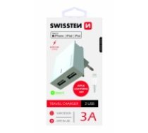 Swissten MFI Premium Apple Sertificēts Tīkla Lādētājs USB 3А / 15W Ar Lightning vadu 1.2m (SW-DET-3AWCLMFI-WH)