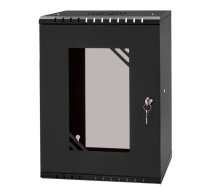 Stalflex Komutācijas skapis 10" 9U  300mm  stikla durvis  melns RC10-9U-300GB