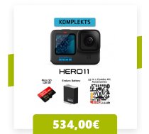 GOPRO HERO11 Black + Extreme PRO MicroSD 128 GB + Enduro Battery + 53 in 1 Combo Kit Accessories sporta kamera