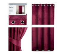 SAMTA aizkars, sarkana krāsa, klasisks stils, sudraba samta cilpas 140x245 CURT/AH/VELVET/EYELETS/WINE/140X245/1PC