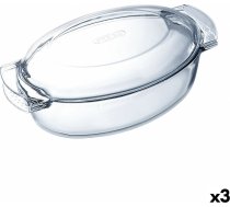 Krāsns Trauks Pyrex Classic Vidrio Caurspīdīgs Stikls Ovāls 39 x 23 x 15 cm Ar vāku (3 gb.) ART#56216