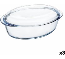 Krāsns Trauks Pyrex Classic Vidrio Caurspīdīgs Stikls 33 x 20 x 10 cm Ar vāku (3 gb.) ART#56248