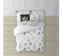 Ziemeļu pārvalks Looney Tunes Looney B&W Balts black 175 Vītnes buklets 200 x 200 cm ART#77955