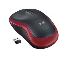 Logitech M185 Wireless Mouse, RF Wireless, 1000 DPI, Black/Red